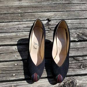 Black leather 80's pumps heels